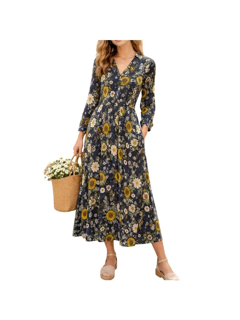 Les Essentiels de Monoprix floral midi dress French Cottagecore Romantic US 6